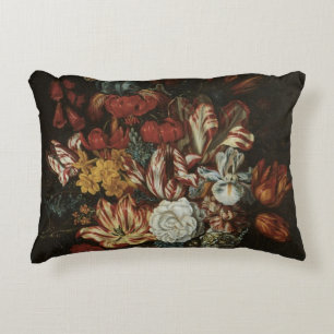 Vintage Baroque, Floral Still Life Flowers in Vase Accent Pillow