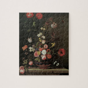 Vintage Baroque Floral Still Life Flowers in Vase Jigsaw Puzzle