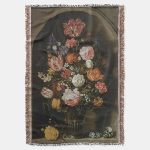 Vintage Baroque, Flower Piece by Bosschaert, Elder Throw Blanket