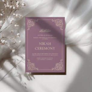 Vintage Baroque Gold Dusty Purple Nikah Ceremony Invitation