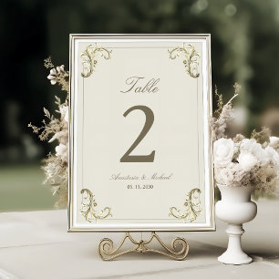 Vintage Baroque Gold Wedding Table Number