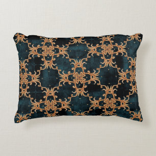 Vintage Baroque golden floral illustration pattern Accent Pillow