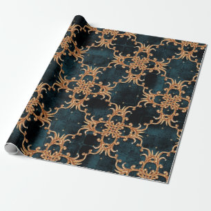 Vintage Baroque golden floral illustration pattern Wrapping Paper