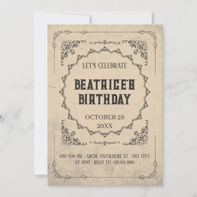 Vintage baroque gothic  invitation (Front)