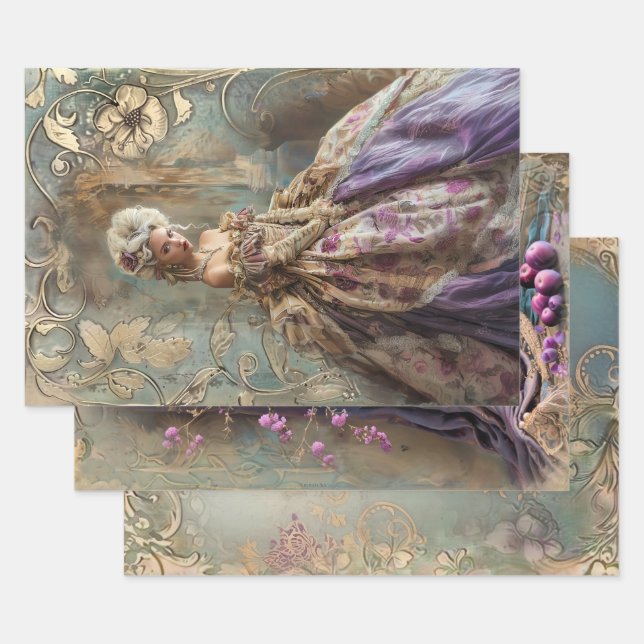 Vintage Baroque Heavy weight Decoupage Wrapping Paper Sheet (Set)
