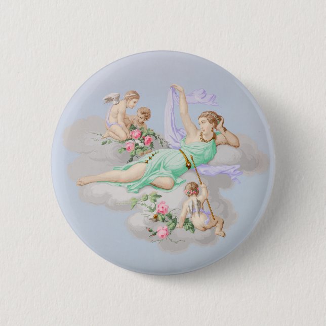 Vintage Baroque Pastel Angels 2 Inch Round Button (Front)