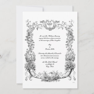 Vintage Baroque Rococo Border with Hearts Invitation