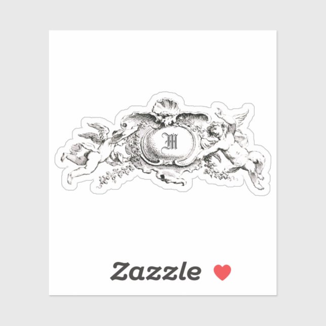Vintage Baroque Rococo Cherubs Monogram Template (Sheet)