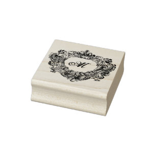 Vintage Baroque Rococo Ornate Monogram Rubber Stamp