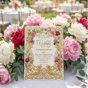 Vintage Baroque Romantic Angel Garden Wedding Invitation