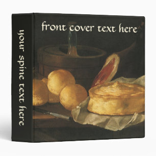 Vintage Baroque Still Life with Bread, Tart, Ham Binder
