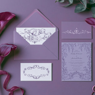 Vintage Baroque Victorian Plum wedding Invitation