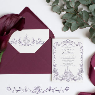 Vintage Baroque Victorian Plum wedding Invitation