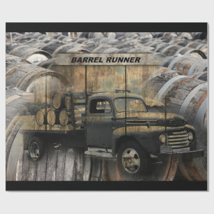 Vintage Barrel Runner Truck Wrapping Paper
