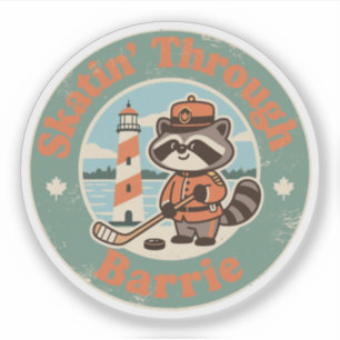 Vintage Barrie Ontario Skating Raccoon