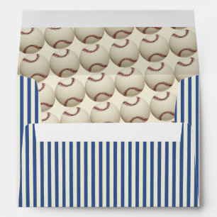 Vintage Baseball 5 x 7 Blue Stripes Envelope