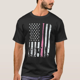 Vintage Baseball American America Flag Softball T-Shirt