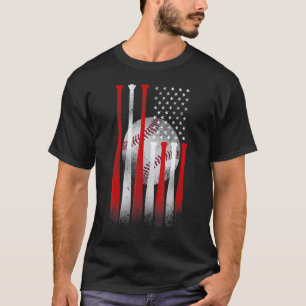Vintage Baseball   American Flag Baseball     T-Shirt