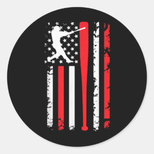 Vintage Baseball American Us Flag Baseball Spirits Classic Round Sticker
