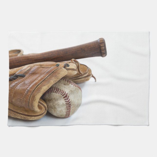 Vintage Baseball and Bat Kitchen Towel (Horizontal)