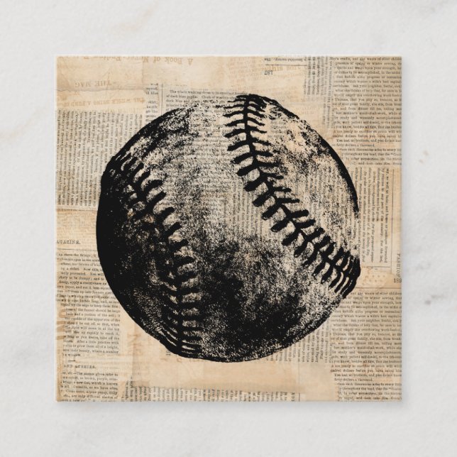 Vintage Baseball Art Illustration Newspaper Style Enclosure Card (Front)