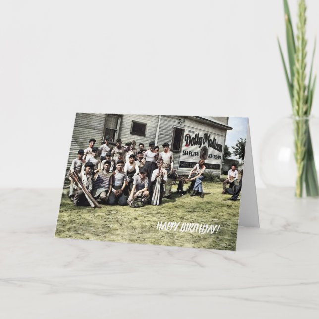 VINTAGE BASEBALL ART PHOTO BOYS BASEBALL KIDS CARD (Front)