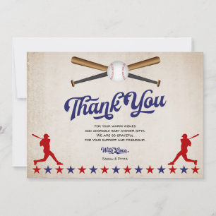 Vintage Baseball, Baby Boy Shower Thank You Card