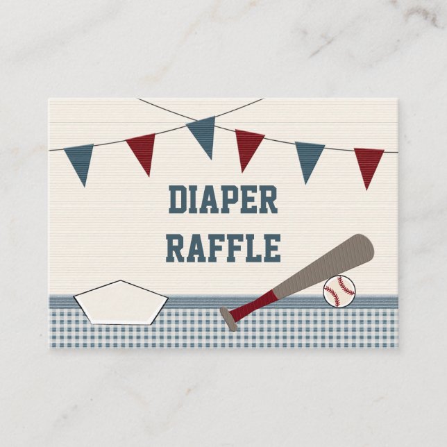 Vintage BASEBALL BABY SHOWER Diaper Raffle Cards (Front)