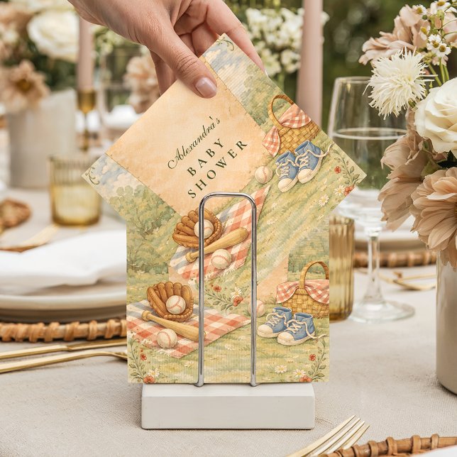 Vintage Baseball Baby Shower Napkin (Creator Uploaded)