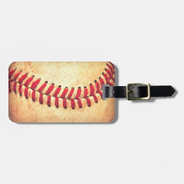 Vintage baseball ball luggage tag (Front Horizontal)