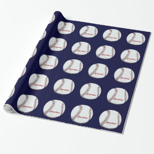 Vintage baseball ball personalized wrapping paper