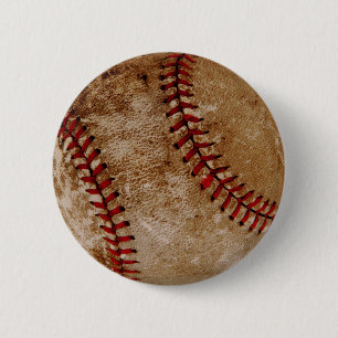 Vintage Baseball Ball Red and White Sports 2 Inch Round Button