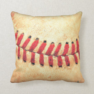 Vintage baseball ball throw pillow