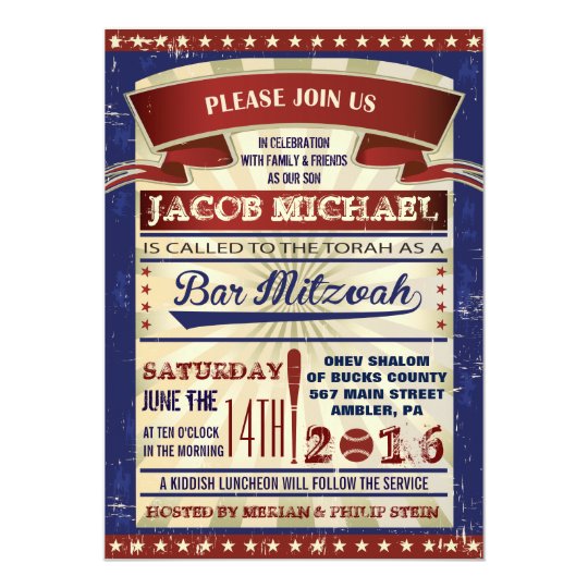 VINTAGE BASEBALL Bar Mitzvah Invitation