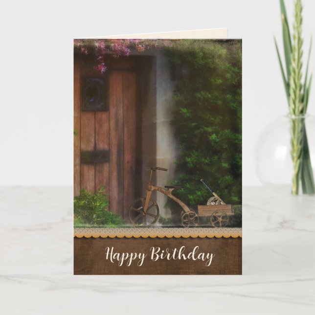 Vintage Baseball Bat and Glove Birthday Card (Front)