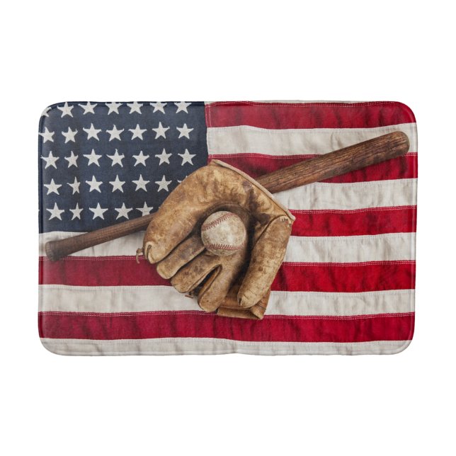 Vintage Baseball Bath Mat (Front)