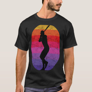 Vintage Baseball Batter Swinging Retro Sunset T-Shirt
