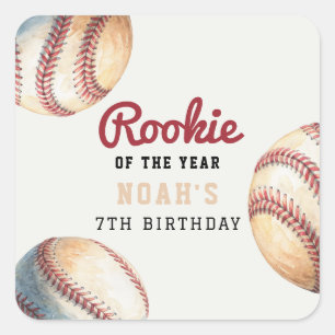 Vintage Baseball Birthday Boy Square Sticker