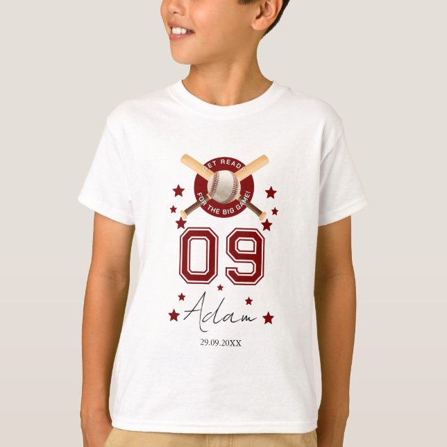 Vintage Baseball Birthday Celebration T-Shirt (Front)