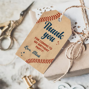 Vintage Baseball Birthday Thank You Gift Tags