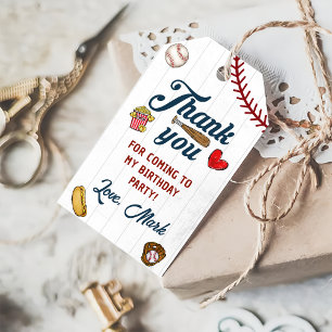 Vintage Baseball Boy Birthday Thank You Gift Tags