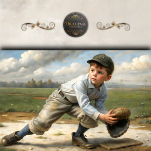 Vintage Baseball Boy Decoupage Tissue Paper