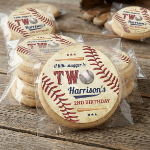 Vintage Baseball Boys 2nd Birthday Classic Round Sticker