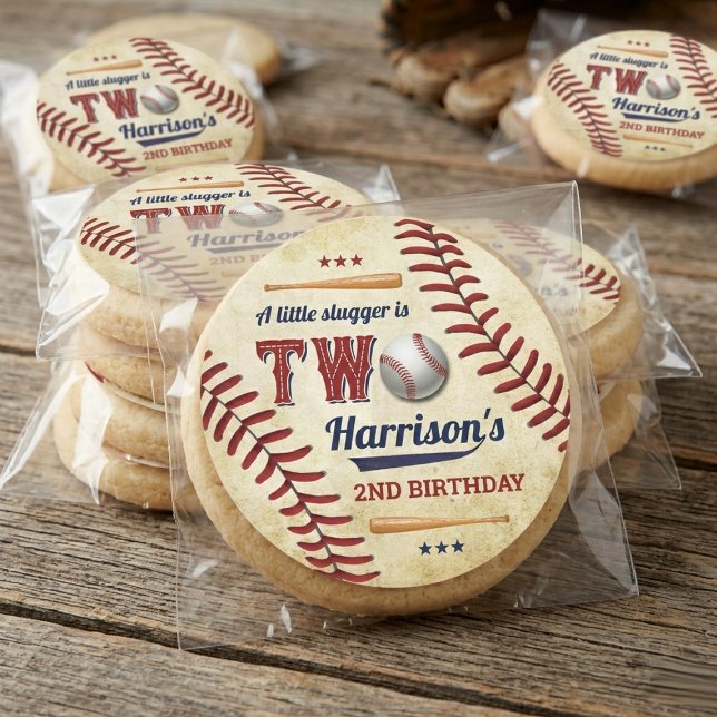 Vintage Baseball Boys 2nd Birthday Classic Round Sticker (Creator Uploaded)