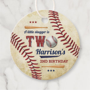 Vintage Baseball Boys 2nd Birthday Favour Tags