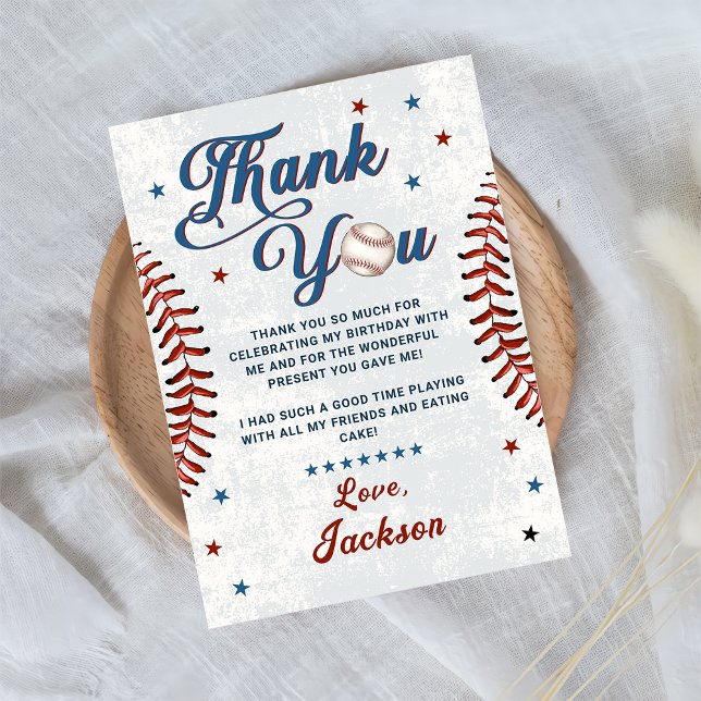 Vintage Baseball Boys Birthday Thank You Card (Creator Uploaded)