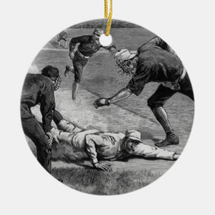 Vintage Baseball by Thure De Thulstrup, 1885 Ceramic Ornament