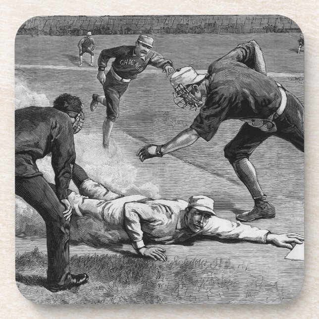 Vintage Baseball by Thure De Thulstrup, 1885 Coaster (Front)