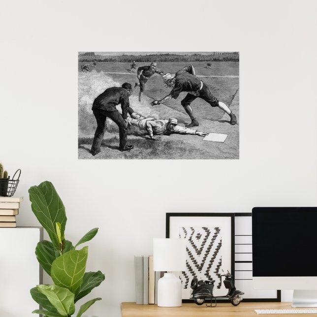 Vintage Baseball by Thure De Thulstrup, 1885 Poster (Home Office)