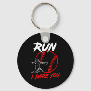 Vintage Baseball Catcher Funny Boys Go Ahead Run I Keychain